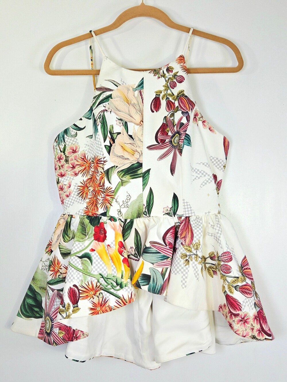 NWT ANTHROPOLOGIE CAMEO DAHLIA BOTANICAL PRINT WINTER WIND PEPLUM TOP.